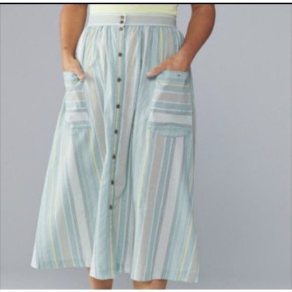 Patagonia Dresses & Skirts - Patagonia Skirt Lightweight A/C Hemp Organic Cotton Blue Striped Womens Small